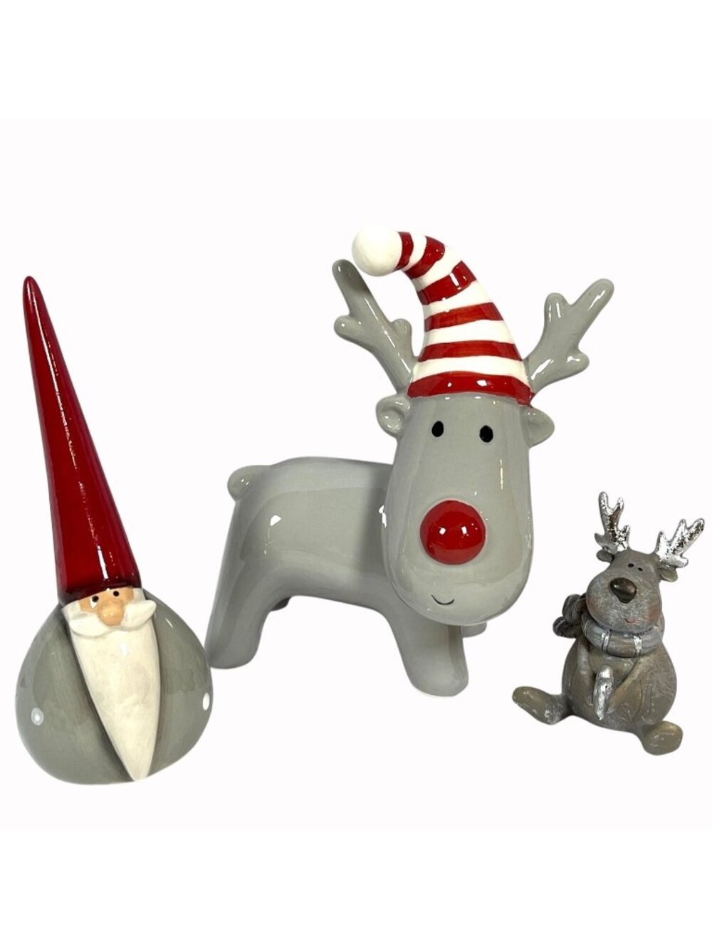 Germany Christmas Market Ornament Set Europe Holiday Lot Ceramic Santa Reindeer